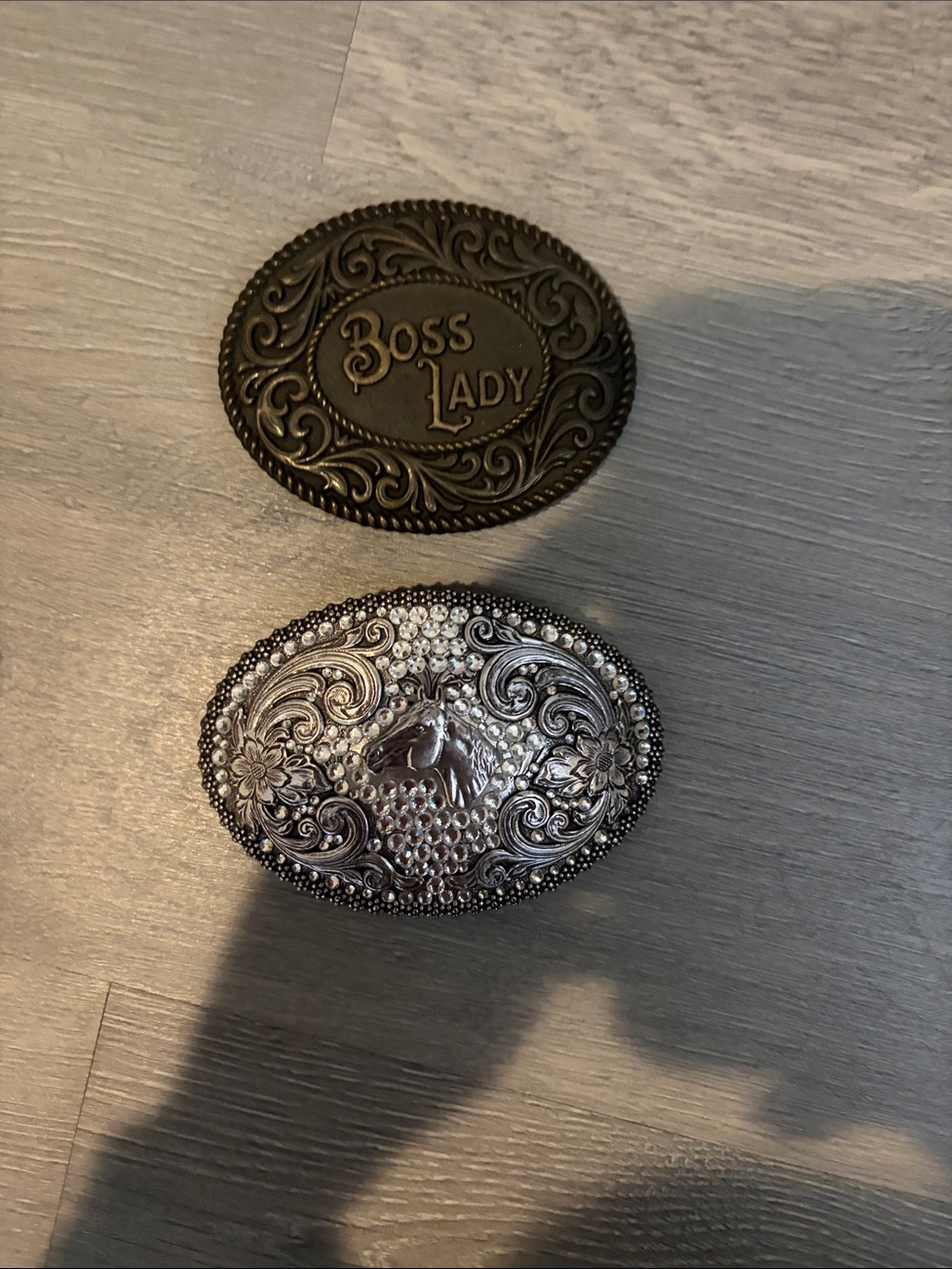 Boss Lady Oval Western Belt Buckle - Silver & Bronze